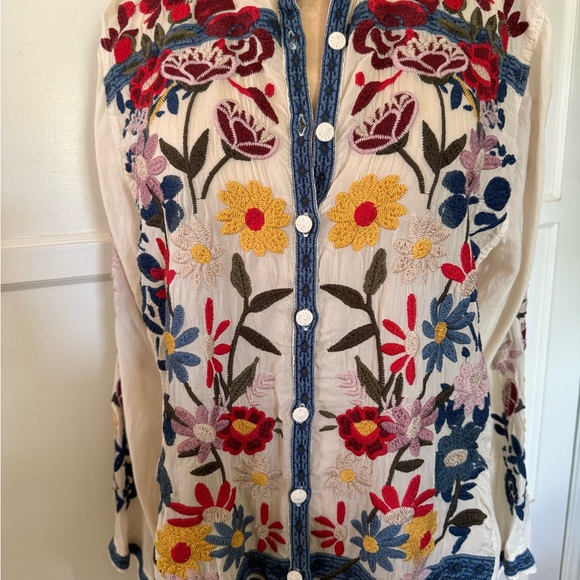 NWT Johnny Was, XL, EDIE BLOUSE Gorgeous floral, semi sheer - Picture 2 of 13